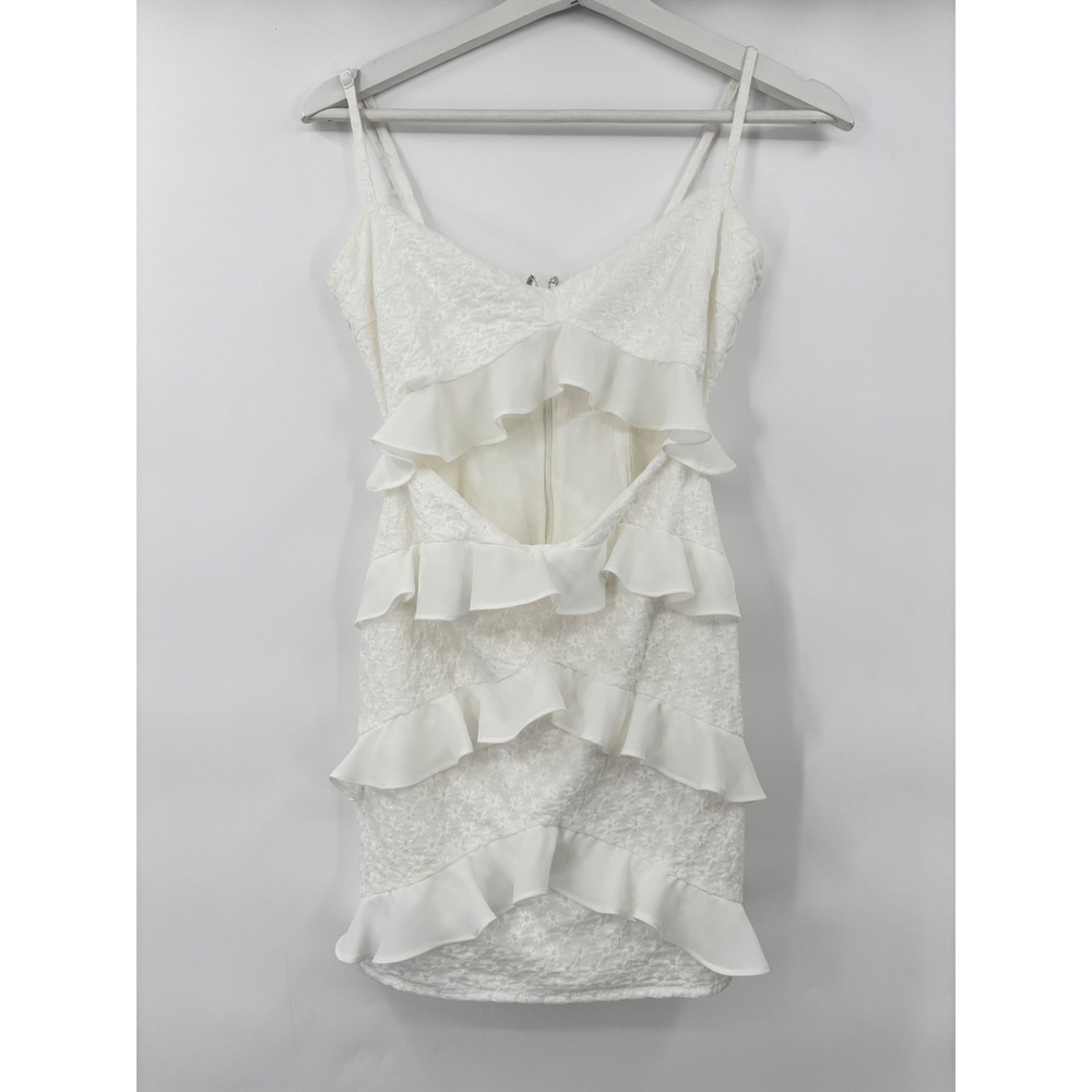Lovers and Friends Mini Dress Womens XS White Eyelet Ruffle Cutout Revolve - Picture 13 of 13